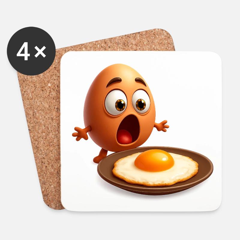 Aufgeregtes Ei - Untersetzer (4er-Set) - Weiß