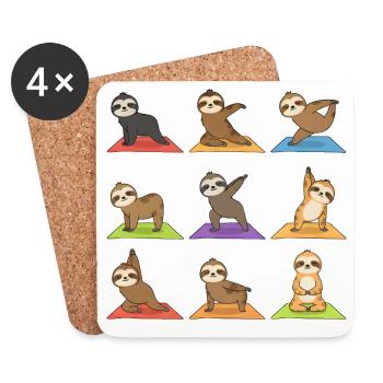 Postures de yoga paresseux Méditation Relaxation Sports - Dessous de verre (lot de 4) - blanc - Devant