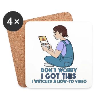How-To Video Expert: Don't Worry I Got This - Coasters (set of 4) - white - Front