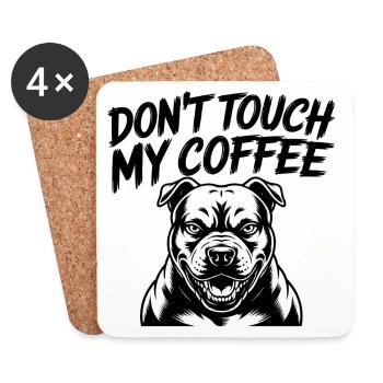 Ne touchez pas à mon café – Motif chien drôle - Dessous de verre (lot de 4) - blanc - Devant