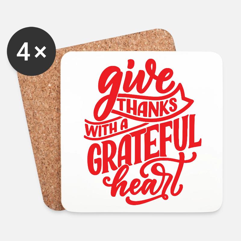 Give Thanks With A Grateful Heart - Untersetzer (4er-Set) - Weiß