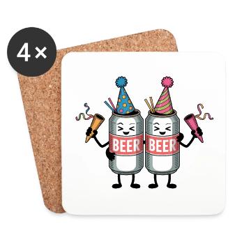 Beer Can Birthday - Funny T-Shirt - Coasters (set of 4) - white - Front