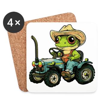 Éleveur de tracteurs grenouilles - Dessous de verre (lot de 4) - blanc - Devant