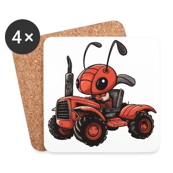 Éleveur de tracteurs fourmis - Dessous de verre (lot de 4) - blanc - Devant