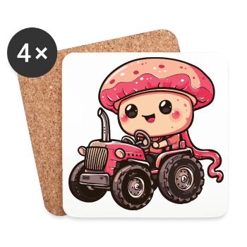 Qualle Traktor Farmer - Untersetzer (4er-Set) - Weiß - Vorne