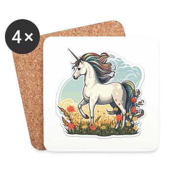 Unicorn in the Sun Field - Coasters (set of 4) - white - Front