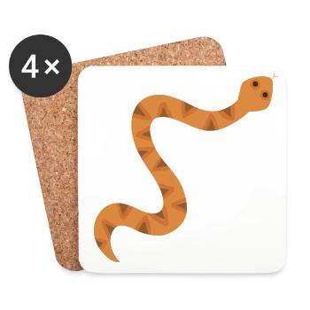 Illustration du serpent en zigzag orange - Dessous de verre (lot de 4) - blanc - Devant