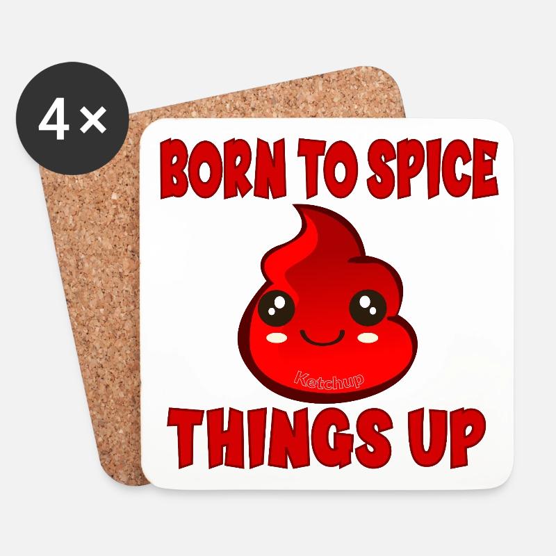Ketchup Condiments - Coasters (set of 4) - white