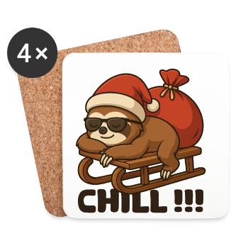 Chilliges Weihnachtsfaultier auf Schlitten - Untersetzer (4er-Set) - Weiß - Vorne