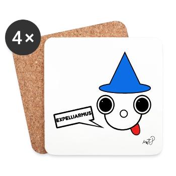 Petit Magicien Koppie au Chapeau Bleu - Dessous de verre (lot de 4) - blanc - Devant