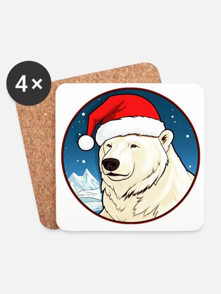 Christmas Polar Bears - Coasters (set of 4) - white