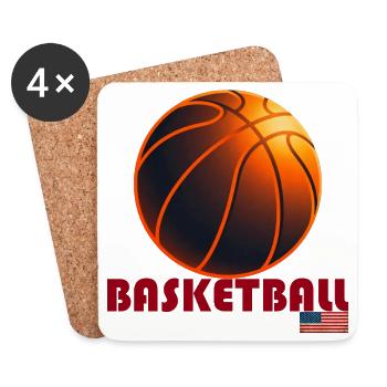 Orange Basketball Amerika - Untersetzer (4er-Set) - Weiß - Vorne