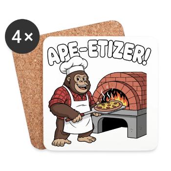 Ape-Etizer Pizza Chef - Coasters (set of 4) - white - Front