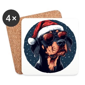 Christmas dog with sunglasses - Coasters (set of 4) - white - Front