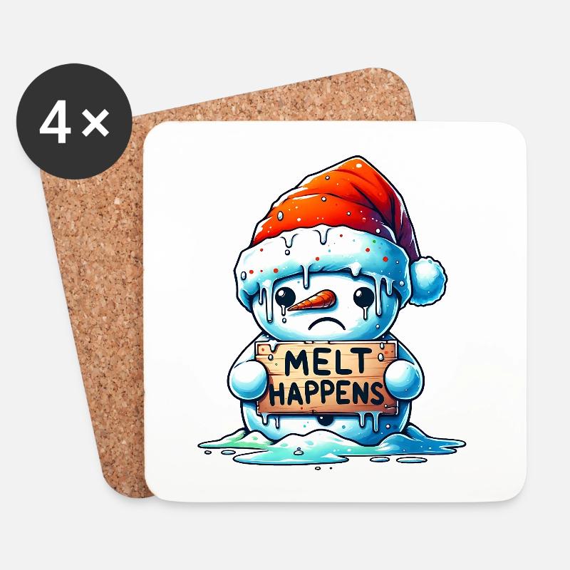 Schmelzender Schneemann lustiges Winterdesign - Untersetzer (4er-Set) - Weiß