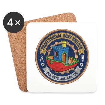 Professional Boatbuilder Benchy Patch - Coasters (set of 4) - white - Front