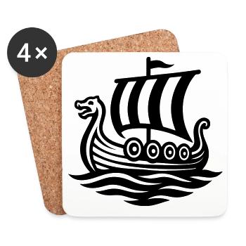 Navire Viking Bateau Dragon Viking - Dessous de verre (lot de 4) - blanc - Devant
