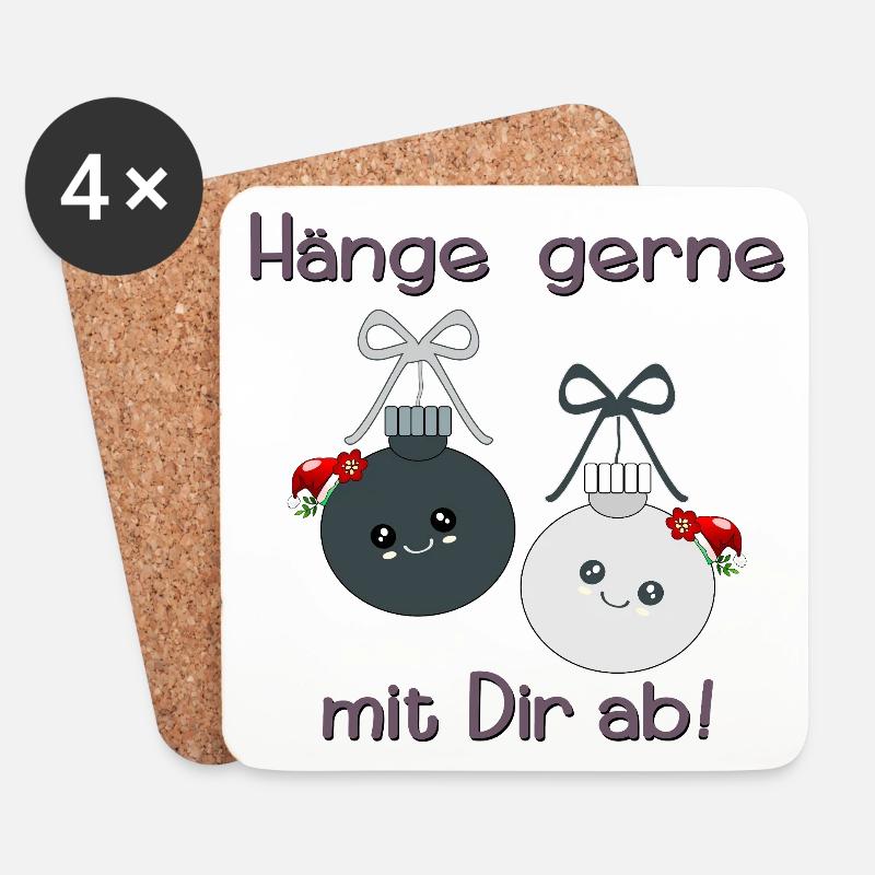 Weihnachtskugeln Weihnachten Freunde - Untersetzer (4er-Set) - Weiß