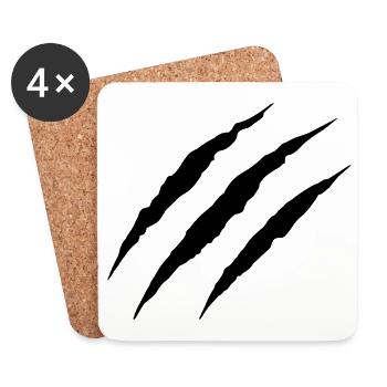 Wolf Scratch - Coasters (set of 4) - white - Front