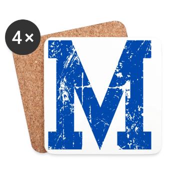 Lettre m sport rétro  - Dessous de verre (lot de 4) - blanc - Devant