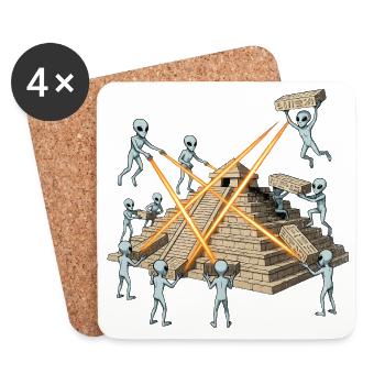 Les extraterrestres construisent une pyramide laser - Dessous de verre (lot de 4) - blanc - Devant