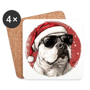 Cooler Hund im Santa Look - Untersetzer (4er-Set) - Weiß - Vorne