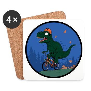T-Rex Rider Abenteurer - Untersetzer (4er-Set) - Weiß - Vorne