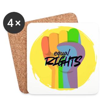 Regenbogenfaust Pride Gleichberechtigung - Untersetzer (4er-Set) - Weiß - Vorne