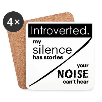 Introverted. Silence – noise. - Coasters (set of 4) - white - Front