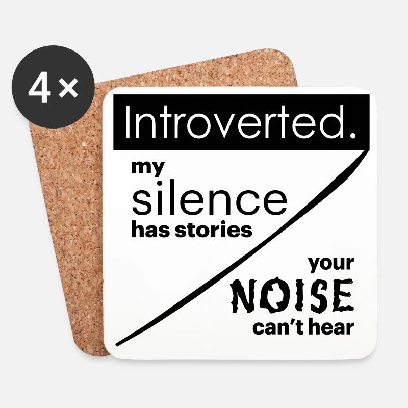 Introverted. Silence – noise. - Coasters (set of 4) - white