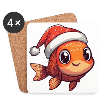Goldfische Weihnachten Xmas - Untersetzer (4er-Set) - Weiß - Vorne