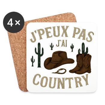 J'peux pas jai country - Dessous de verre (lot de 4) - blanc - Devant