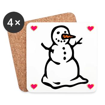 Cœur de bonhomme de neige - Dessous de verre (lot de 4) - blanc - Devant