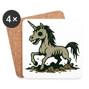 Licorne zombie s’élevant de la Terre Sombre - Dessous de verre (lot de 4) - blanc - Devant
