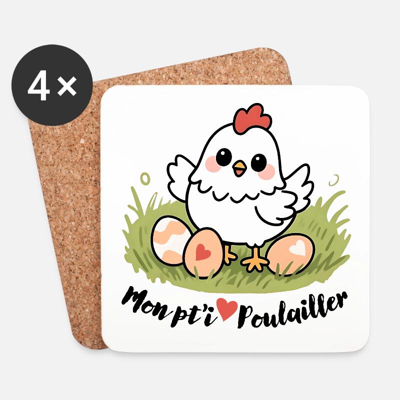 Mein kleiner Hühnerstall - Untersetzer (4er-Set) - Weiß