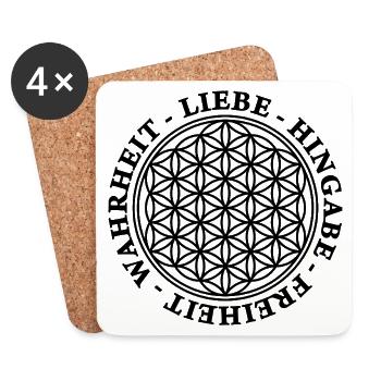 Liebe_Hingabe_Freiheit_Wahrheit_ _BDL_1 - Coasters (set of 4) - white - Front