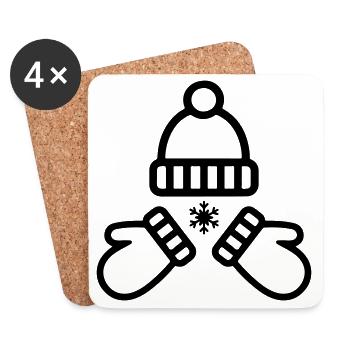 Mütze Handschuhe Winter - Untersetzer (4er-Set) - Weiß - Vorne