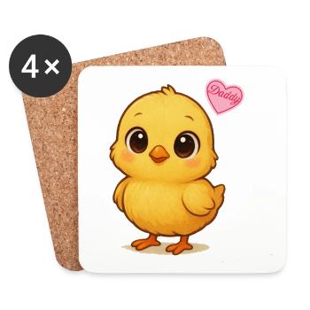 Colorful chick with love heart - Coasters (set of 4) - white - Front