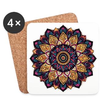 Lebendige Mandala-Blüte - Untersetzer (4er-Set) - Weiß - Vorne