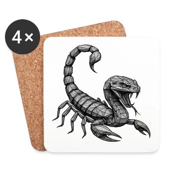 Polygone géométrique du scorpion - Dessous de verre (lot de 4) - blanc - Devant