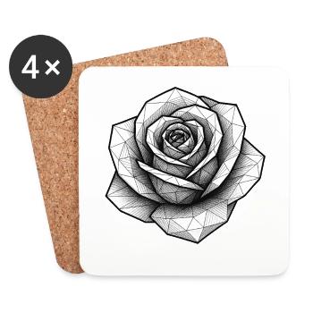 Ligne géométrique de rose - Dessous de verre (lot de 4) - blanc - Devant