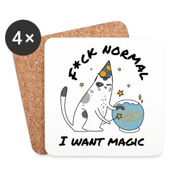 Fuck Normal – Spell Wizard Magic Cat - Coasters (set of 4) - white - Front