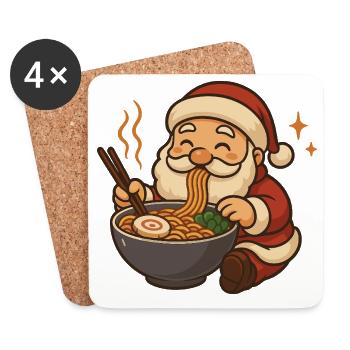 Santa Claus with noodles ramen kawaii - Coasters (set of 4) - white - Front