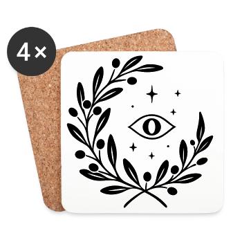 Mystic Yule mit Auge - Weihnachten Julfest - Untersetzer (4er-Set) - Weiß - Vorne