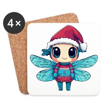 Libelle Weihnachten Xmas - Untersetzer (4er-Set) - Weiß - Vorne