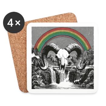 Regenbogenbogen über Nacht-Silhouetten - Untersetzer (4er-Set) - Weiß - Vorne