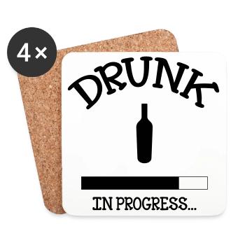 Drunk in Progress - alcool - Dessous de verre (lot de 4) - blanc - Devant