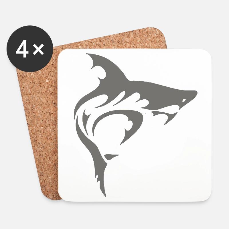 SHARK - Untersetzer (4er-Set) - Weiß