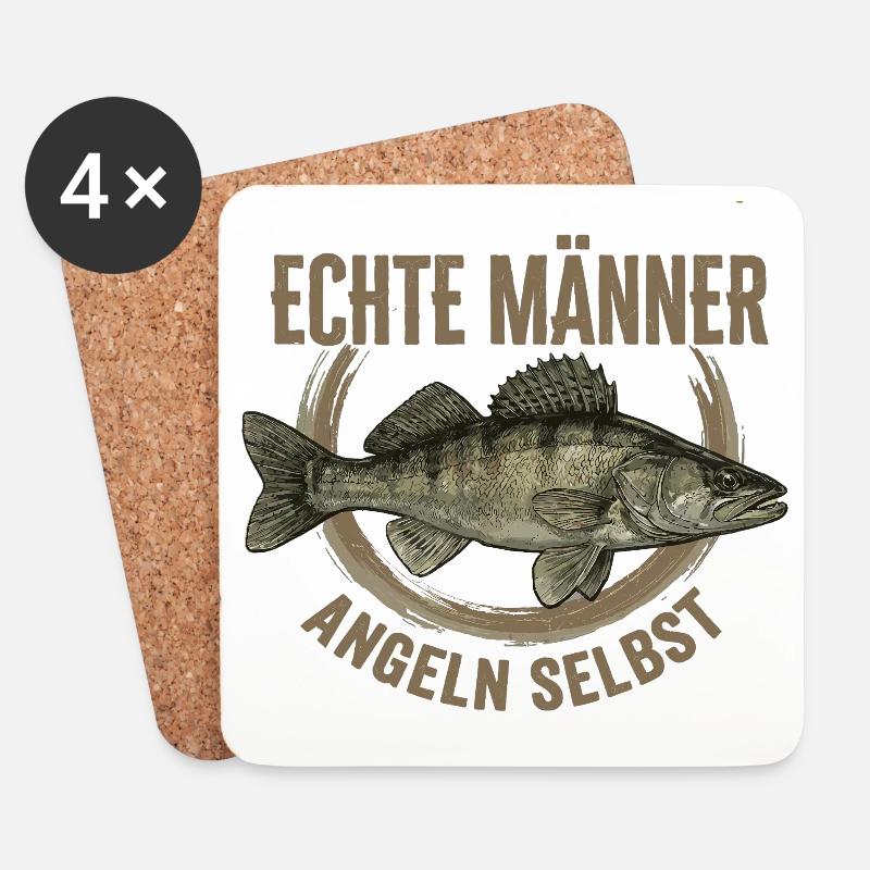Echte Männer – Angeln  Selbs Zander - Untersetzer (4er-Set) - Weiß