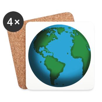 Earth Globe Teal Icon - Coasters (set of 4) - white - Front